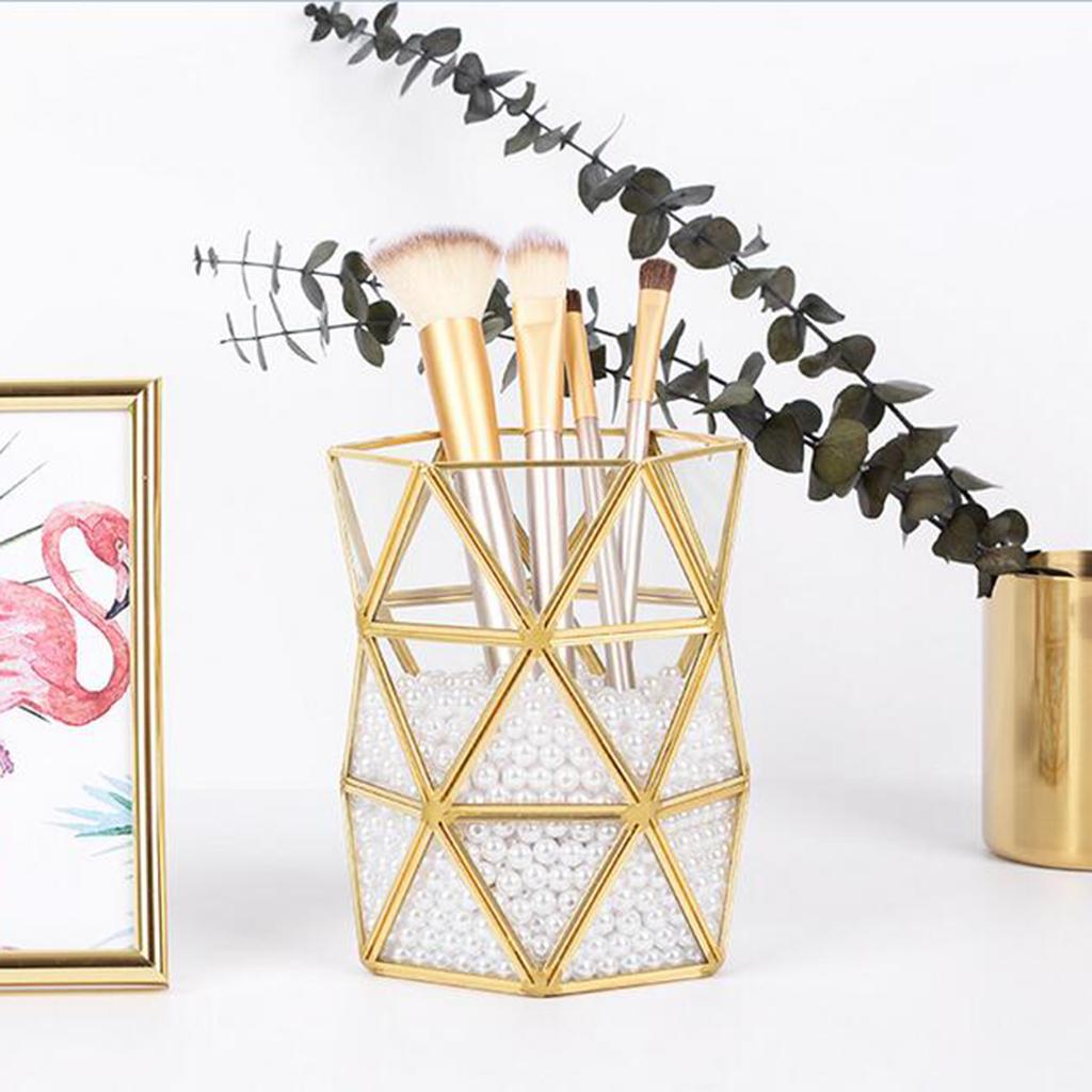 Geometric Design Cosmetic and Makeup Brush Holder Desktop Storage Organizer