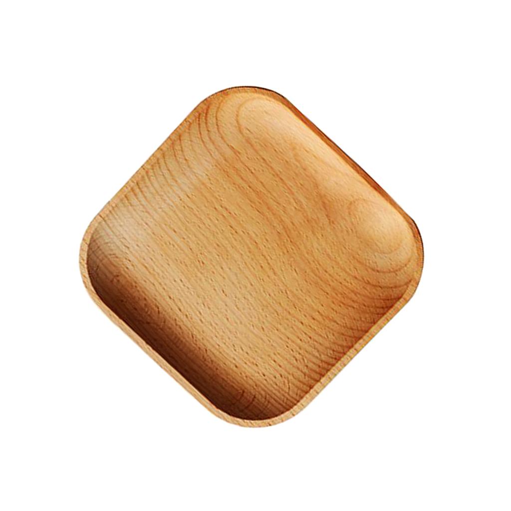 Tea Serving Tray Food Dish Fruit Platter Dessert Wood Breakfast Plate Square