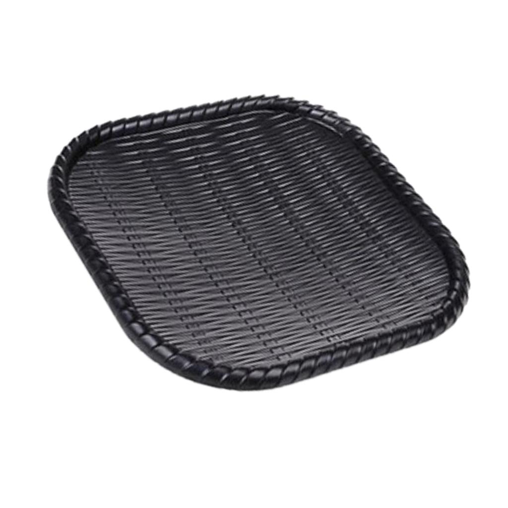 Rattan Food Serving Tray Wicker Water Drink Platter Square Dish Plate 12inch