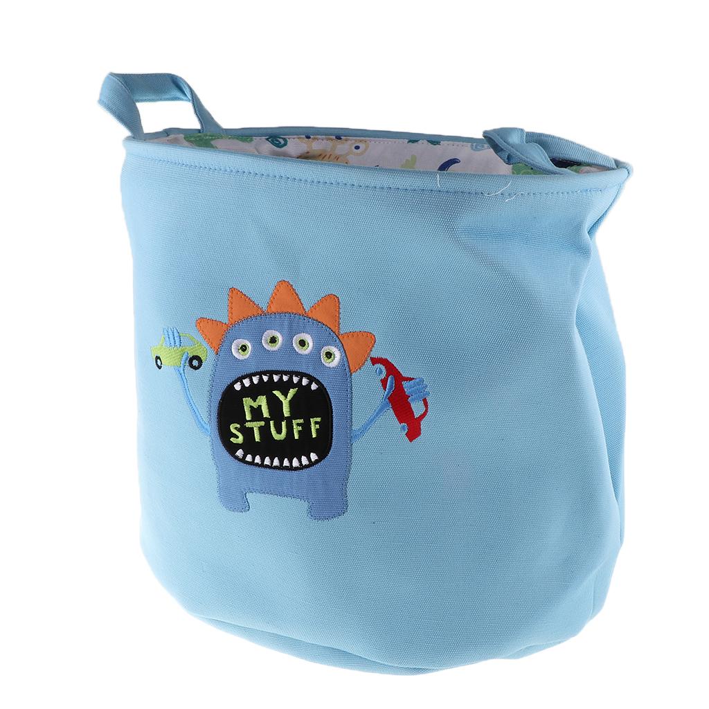 Children Room Toy Storage Basket Hamper Embroidery Little Monster 37x28x38cm