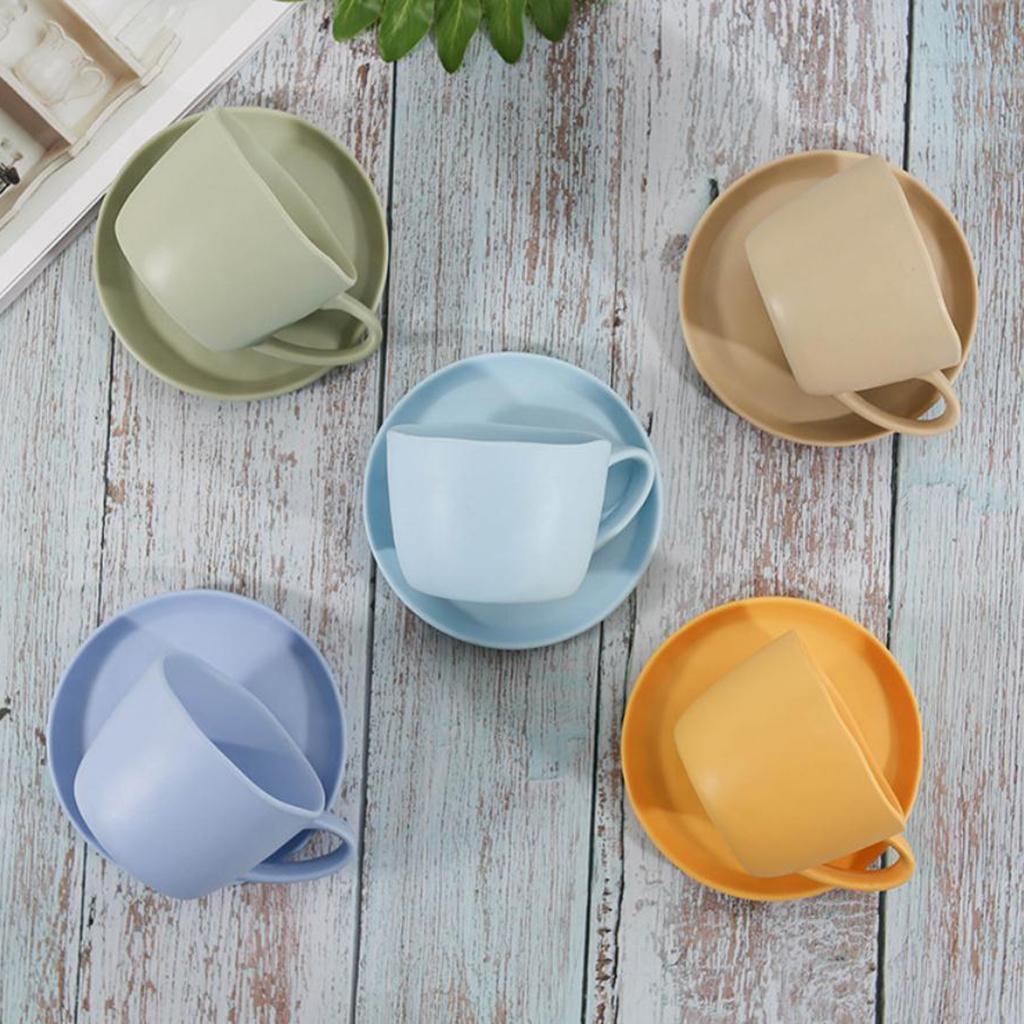 European Household Melamine Plastic Cup Unbreakable Coffee Mug / Saucer
