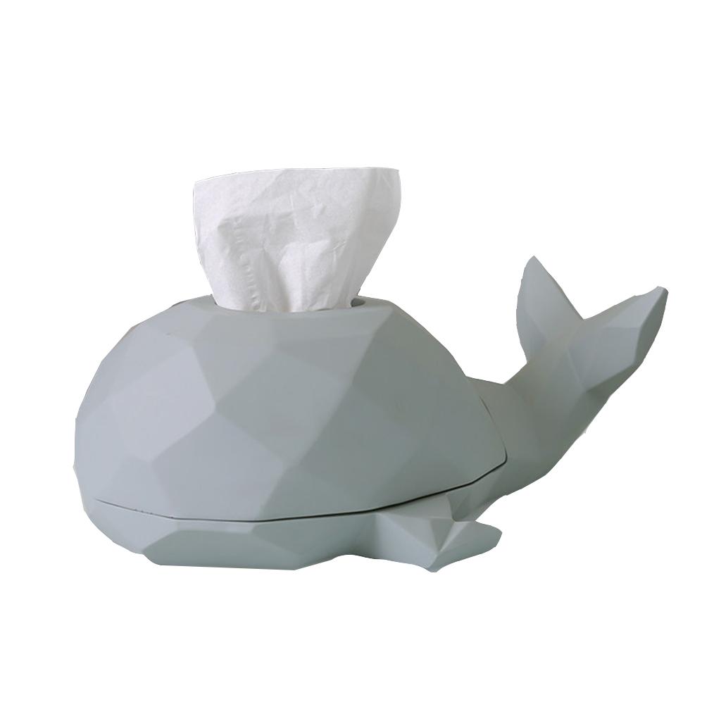 Tissue Box Holder - Geometric Whale Tissue Box Cover Gray