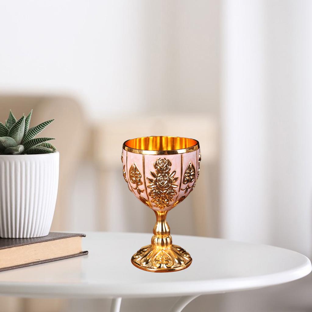 Wine Goblet Wine Embossed Cup Elegant Cup Glass Drinkware Pink Gold 