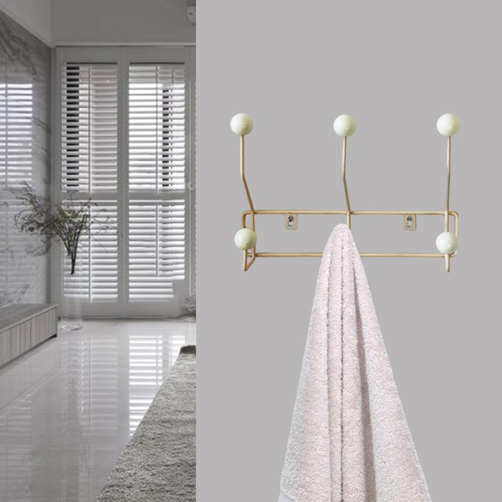 Iron Coat Hanger Hat Purse Hangers Coat Hooks Organizer  White 3Hooks