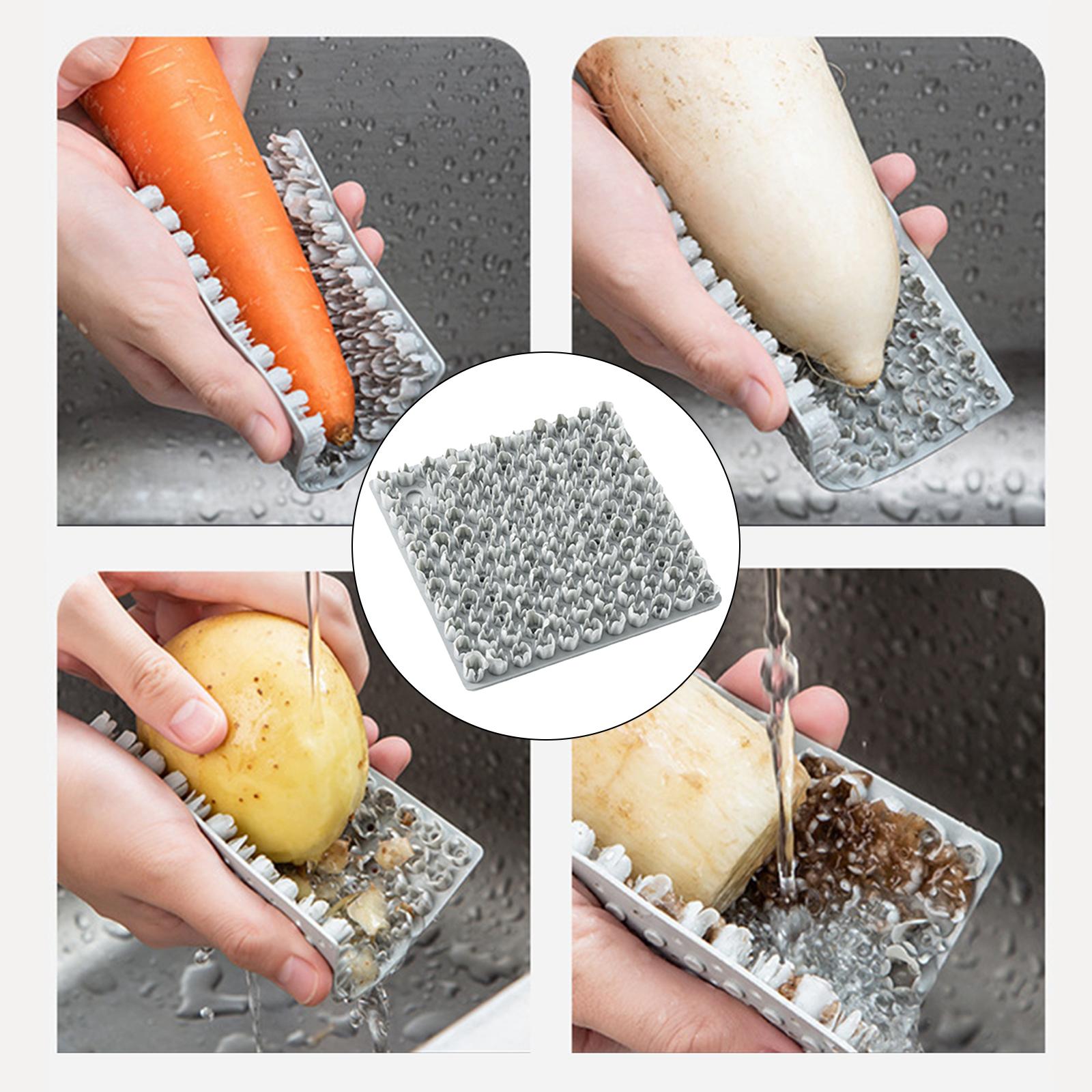 Multi Function Vegetable Fruit Brush Insulation Pads Potato Scrubber Supply Gray