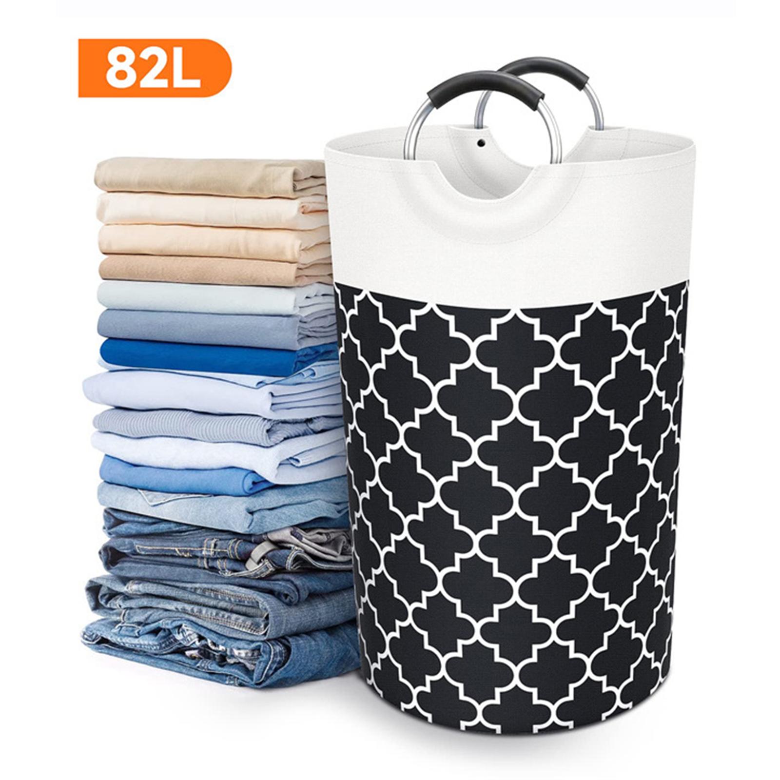 Laundry Organizer Bag Storage Clothes Basket for Bedroom Bathroom Black