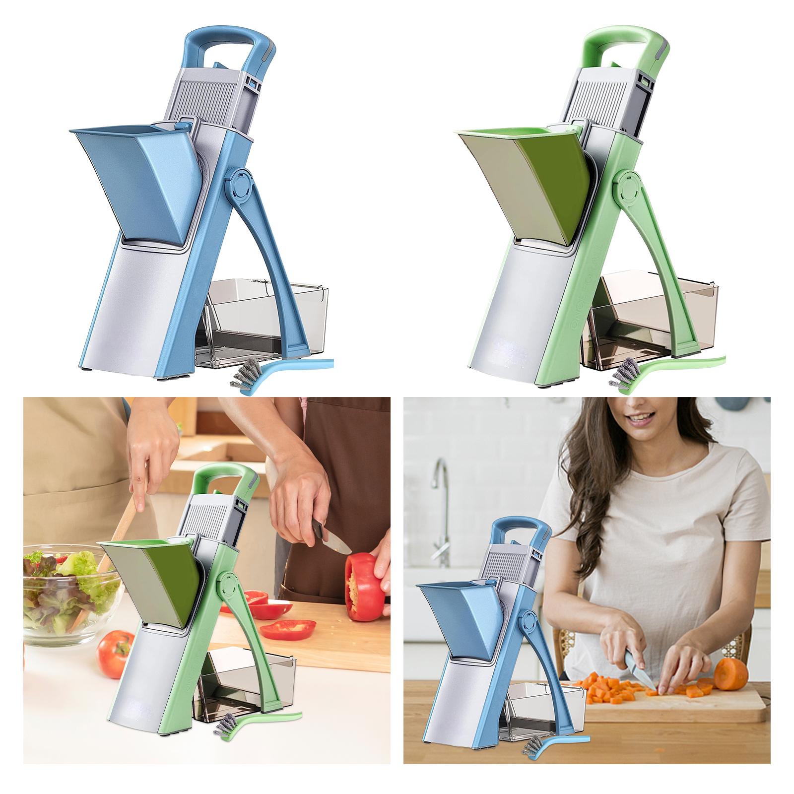 Vegetable Chopper Adjustable Slices Potatoes Slicer for Cheese Potato Garlic blue