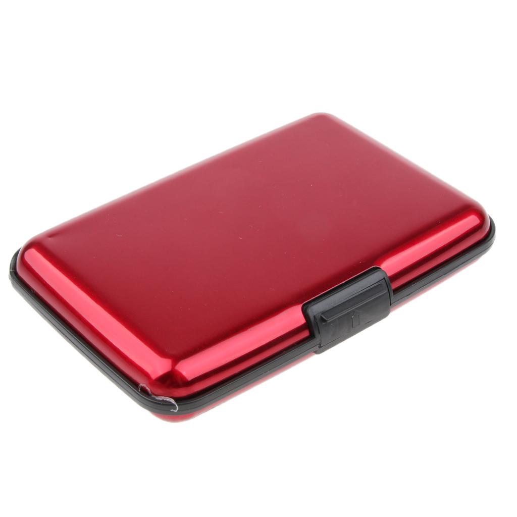 Waterproof Business ID Credit Card Wallet Holder Aluminum Metal Case Red
