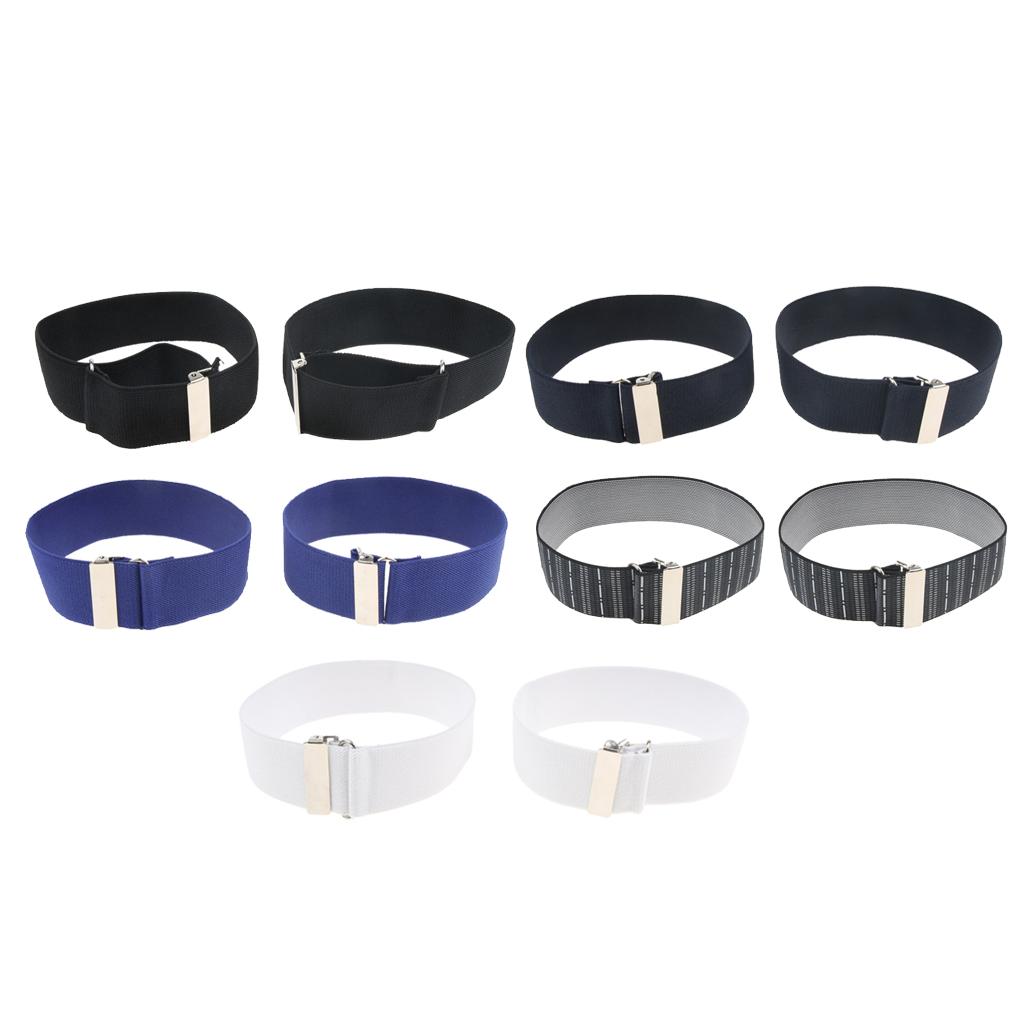 Adjustable Anti Slip Elastic Shirt Sleeves Holder Armband Arm Garter Band White