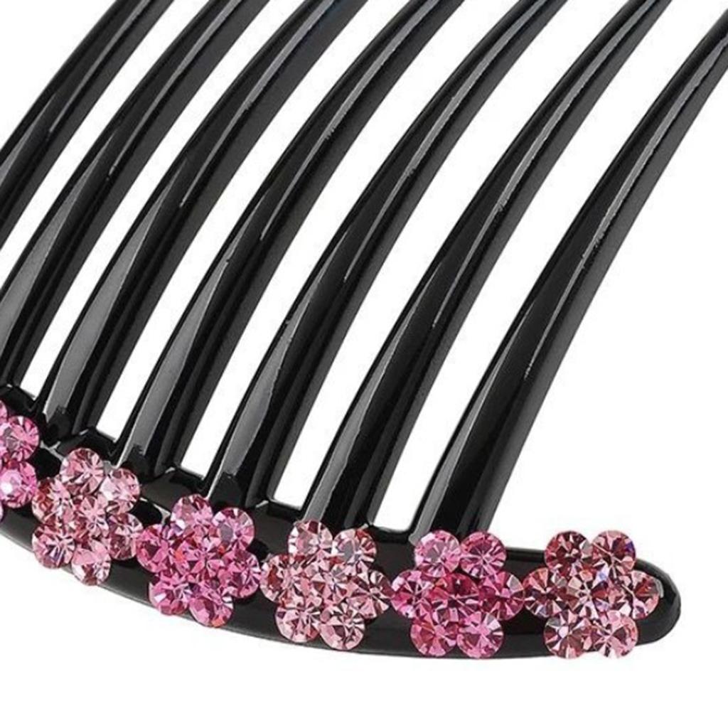 2pcs Rhinestone Hair Comb Clip Updo Bun Maker Bridal Hair Styling Tool