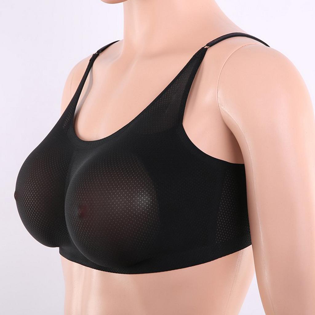 Pocket Bra Top Silicone Fake Boobs for Mastectomy Brassiere Black AA