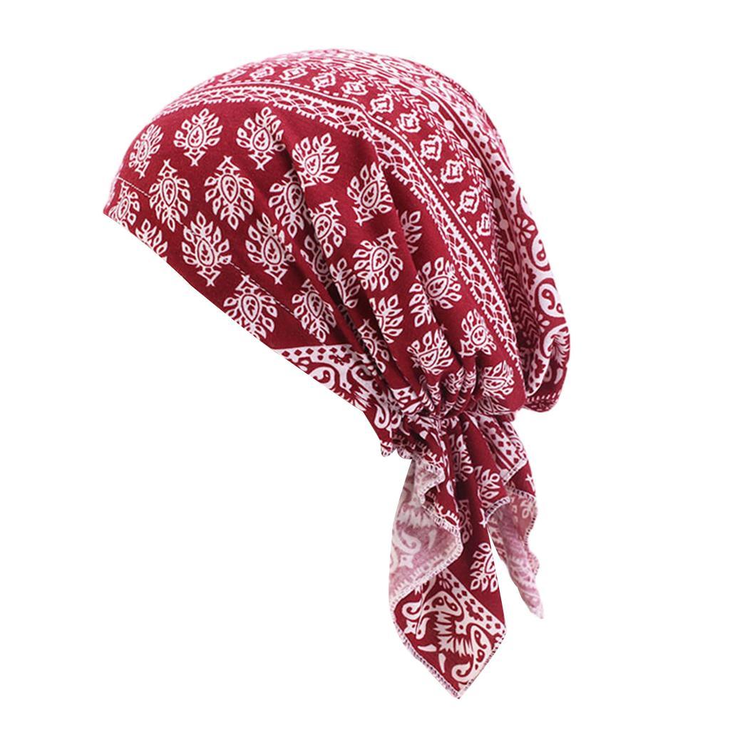 Women Muslim Turban Cancer Chemo Cap Head Scarf Cover Hat 2-pcs