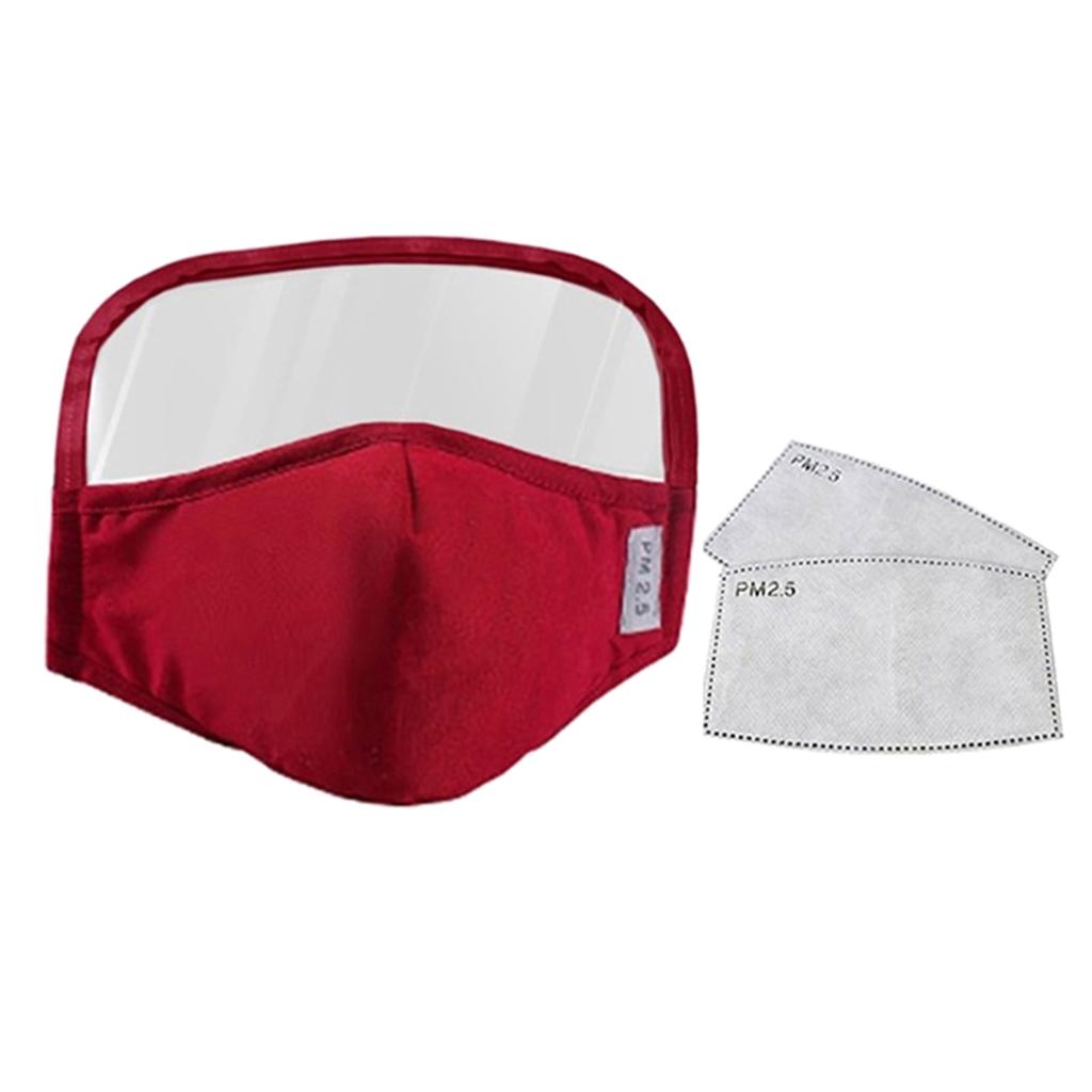 Anti Dust Adults Mouth Cover Masks with Clear Eye Shield Wine Red