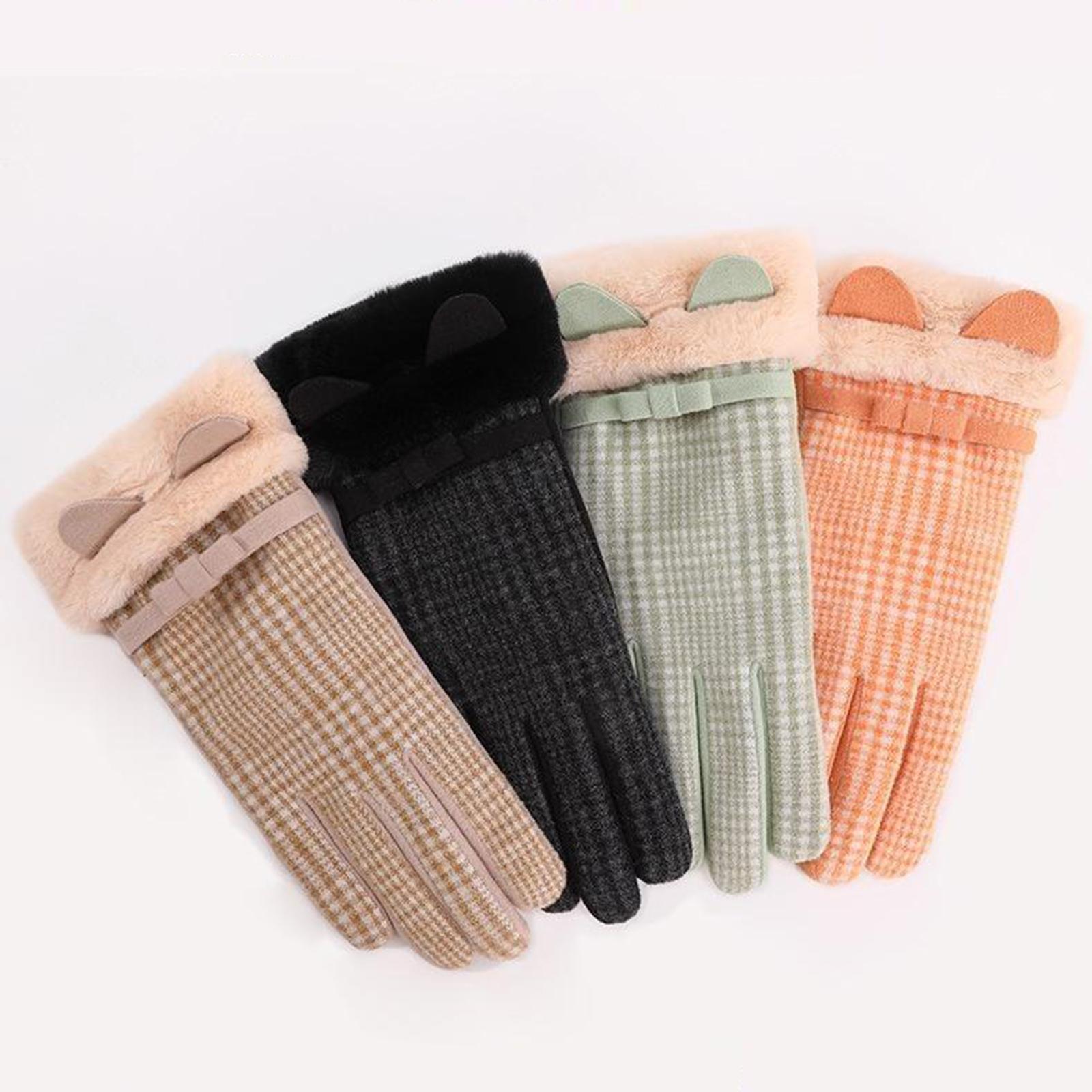 Elegant Touch Screen Gloves Soft Winter Women Plush Lined Glove Mitts Orange