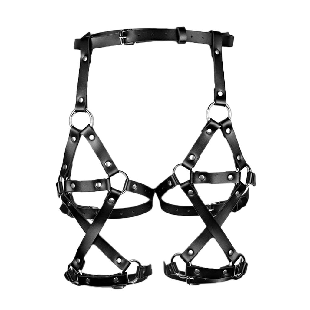 PU Leather Body Harness Waist Belt Leg Garter Punk Gothic Suspenders Strap