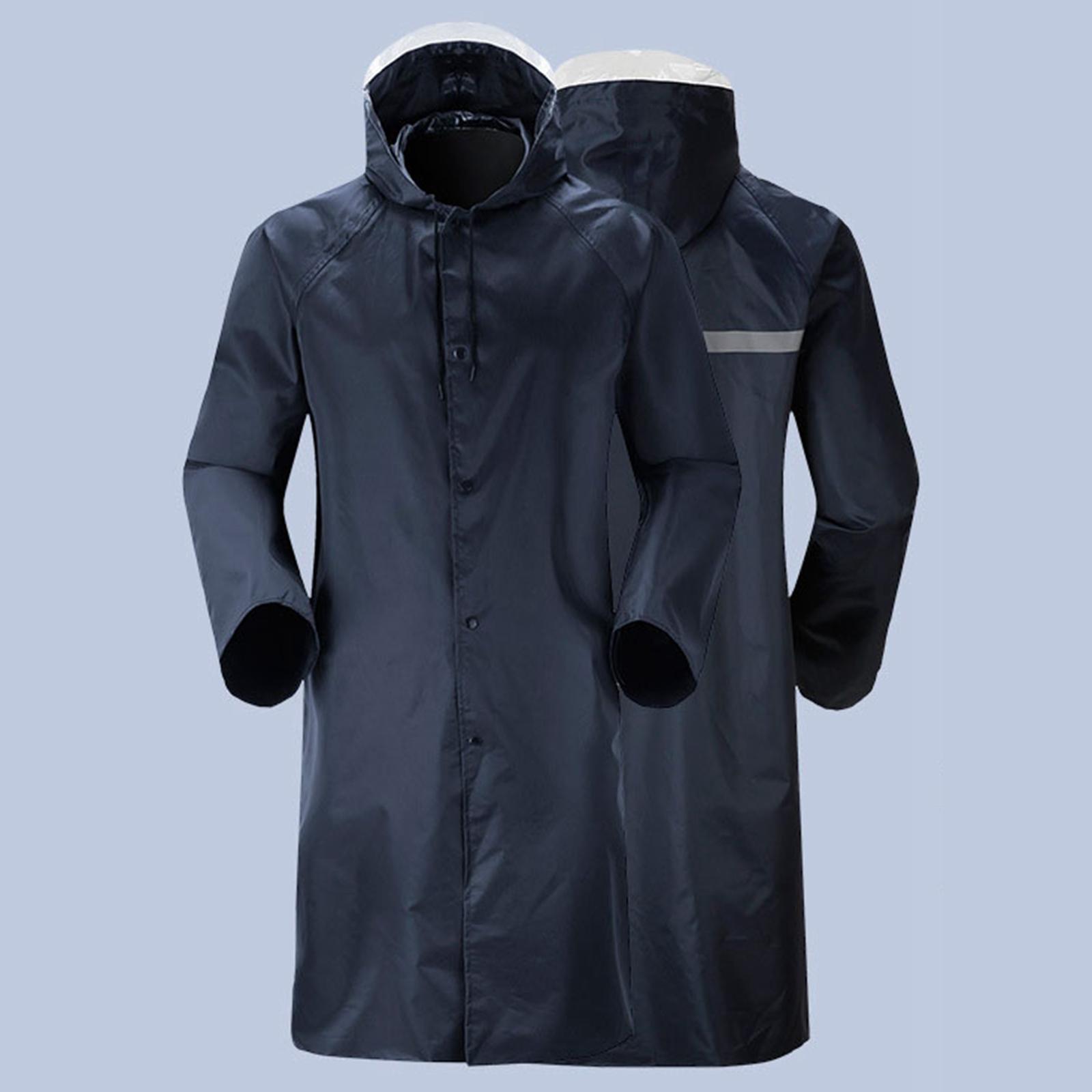 Waterproof Hooded Rain Jacket Lightweight Windproof Outdoor Long Raincoat XXL