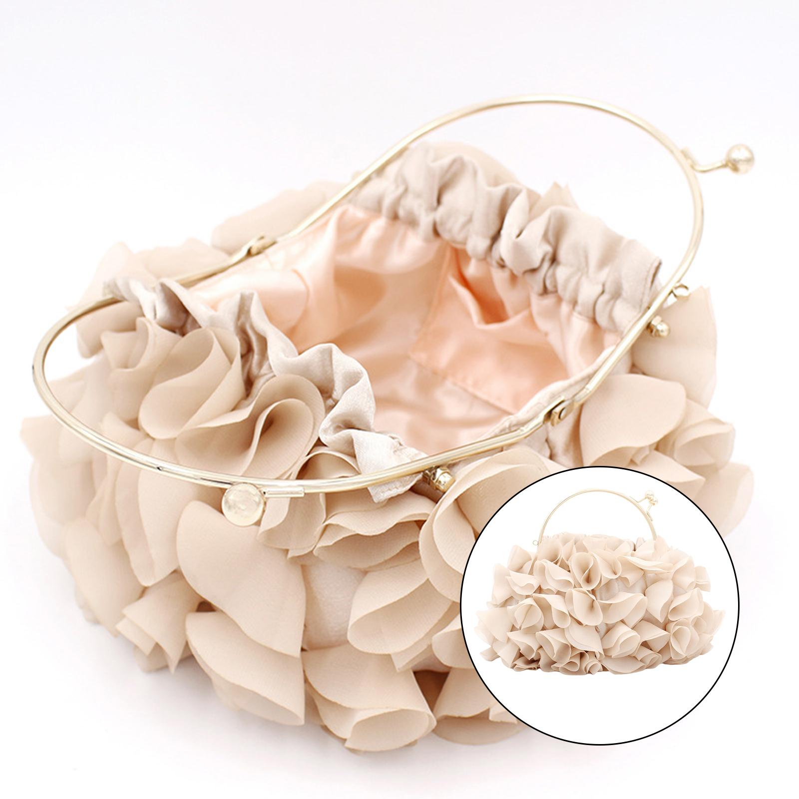 Satin Flower Clutch Dressy Wedding Cocktail Evening Bag Totes Crossbody Bag