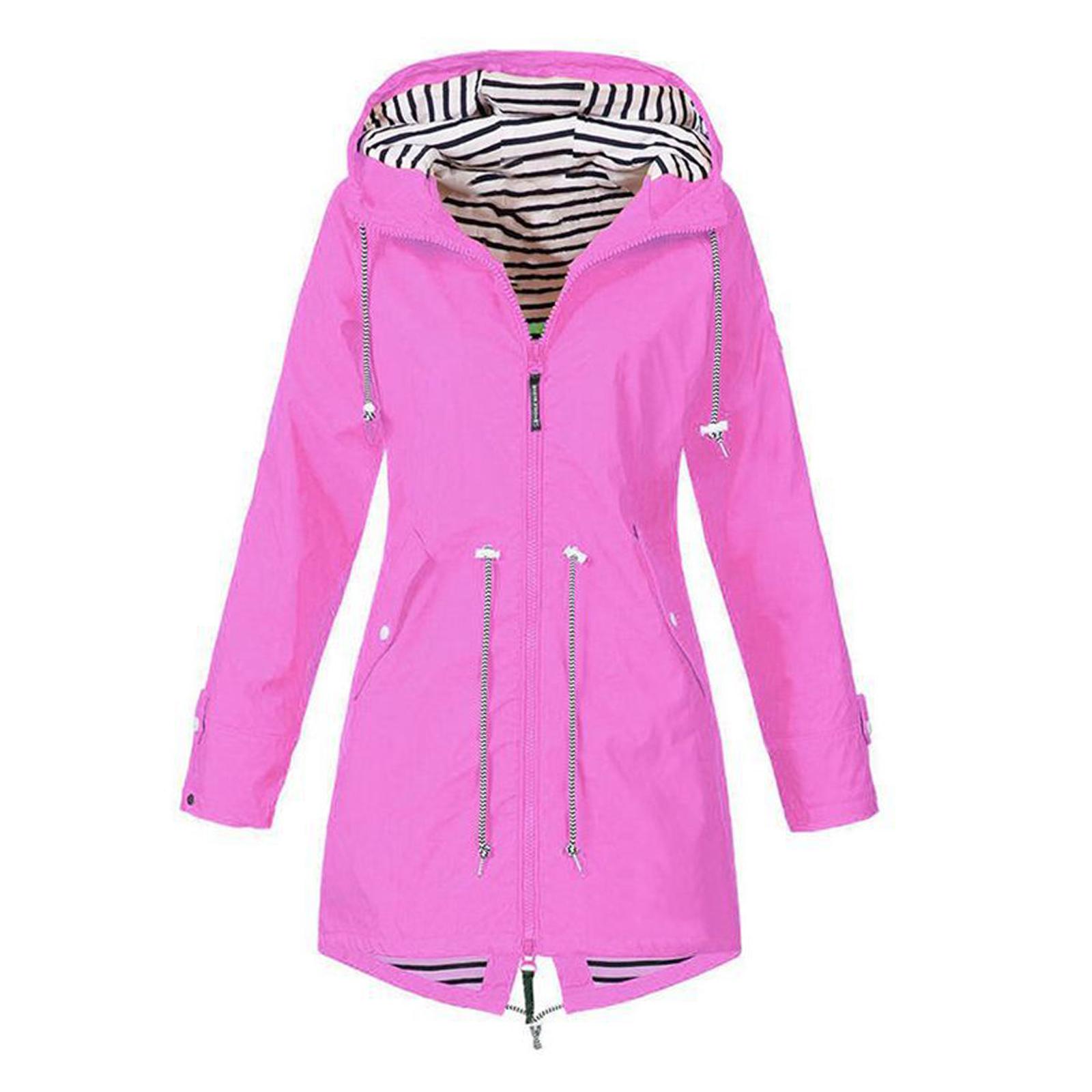 Hoodie Soft woman Jacket Waterproof Rain Coat Outdoor Outwear pink XXL