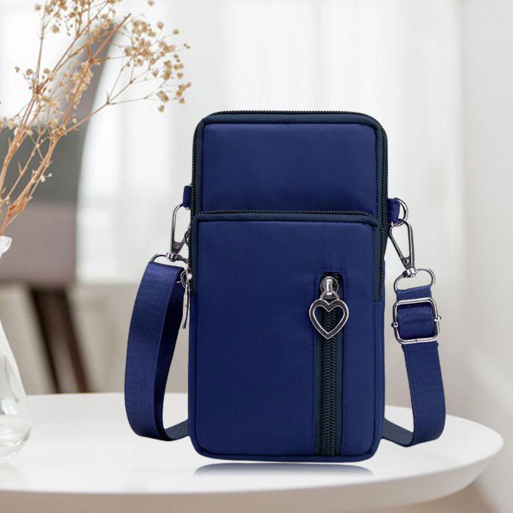 Fashion Women Mobile Cell Phone Case Wallet Crossbody MultiCompartment BLUE