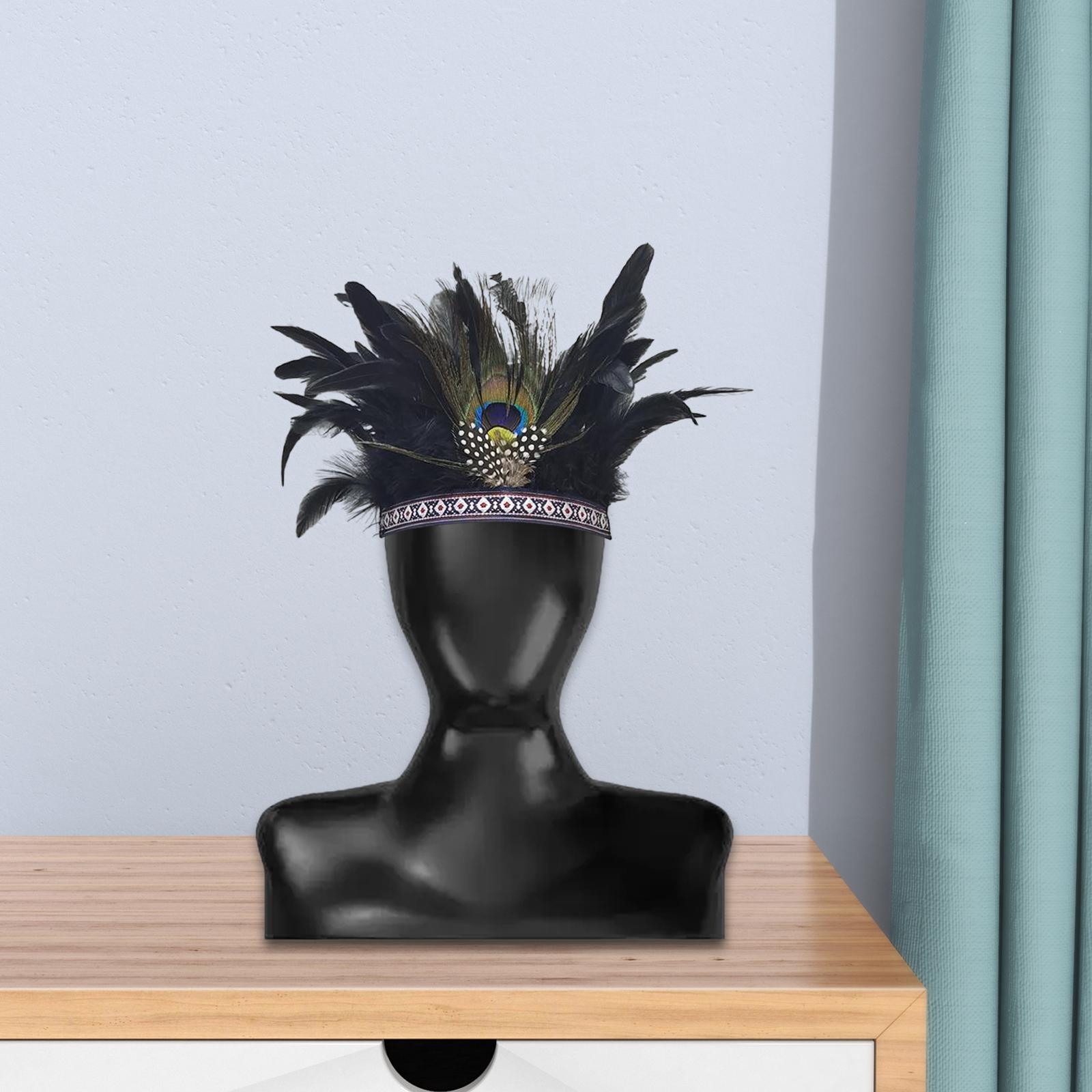 Feather Headdress Indian Hat Headband for Burlesque Carnival Costume Cosplay Adults