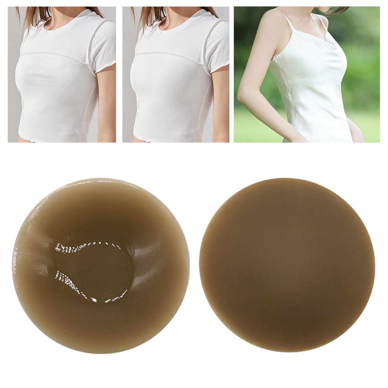 Women Breast Cover Breast Patch Sticky Bra Comfortable Round 8cm Brown
