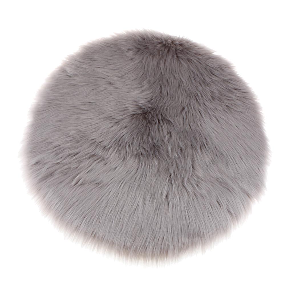 Fluffy Faux Fur Seat Cushion Pad Artificial Sheepskin Mat Gray 30cm
