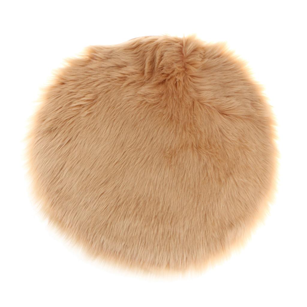 Fluffy Faux Fur Seat Cushion Pad Artificial Sheepskin Mat Camel 33cm