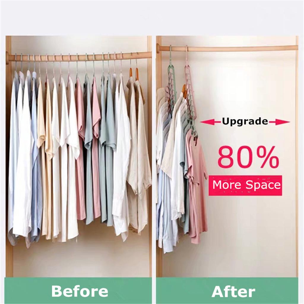 6pc Wardrobe Space Saver Clothes Closet Storage Hanger Organizer Gray