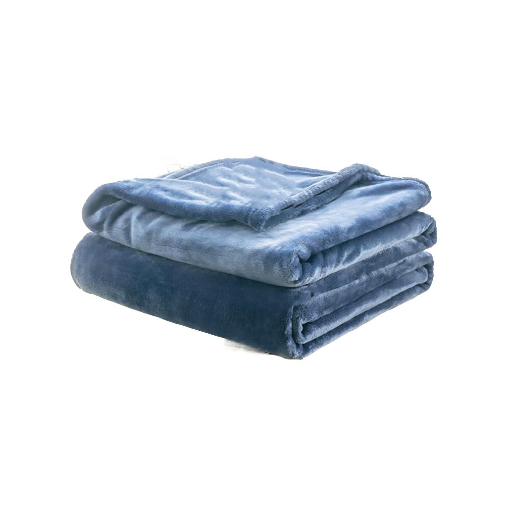 Solid Thicken Flannel Blanket Fuzzy Bed Sheet Fleece Blanket 150x200cm Blue