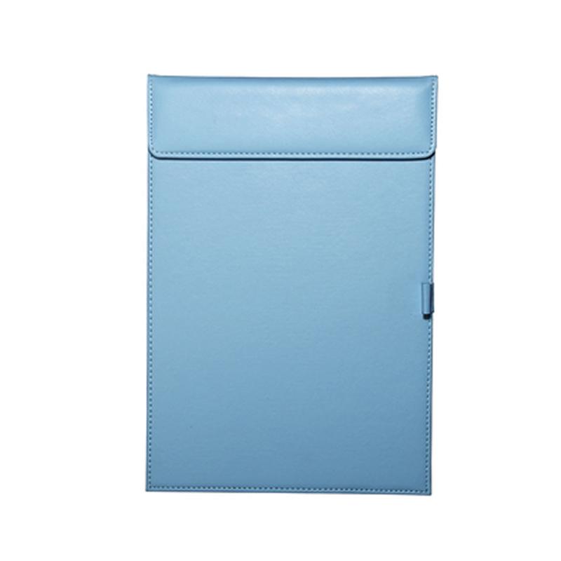 PU Leather A4 Clipboard Tablet Writting Pad Pen Clip Blue