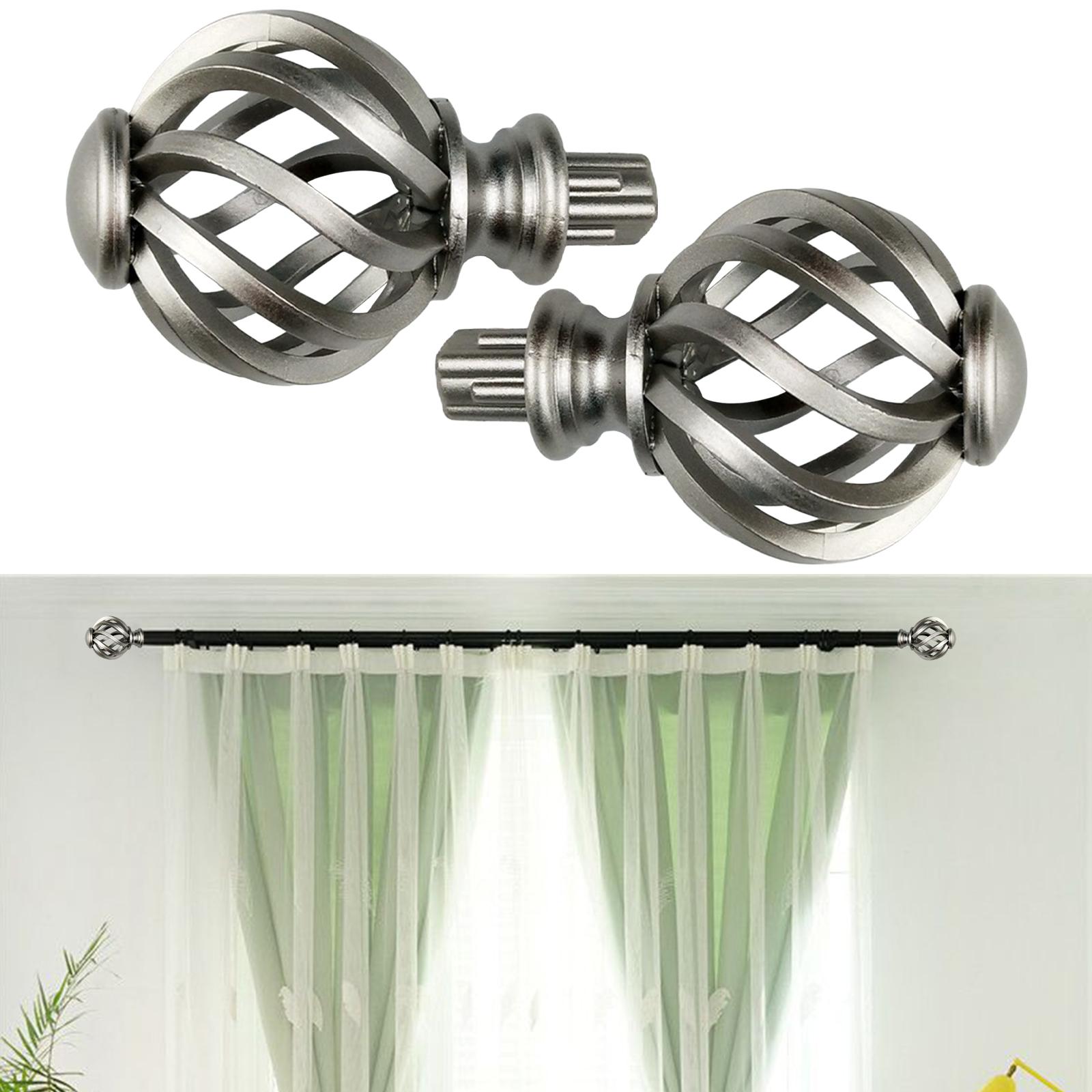 2Pairs Curtain Rod Finials 3/4 inch Argent Hollow Out and Brown