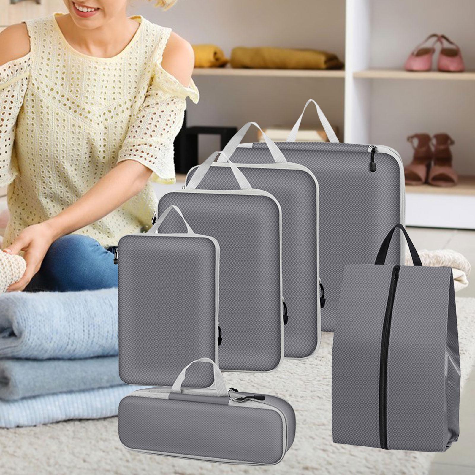 6x Luggage Organizer Pouches Travel Essentials Travel Luggage Organizer Bags gray