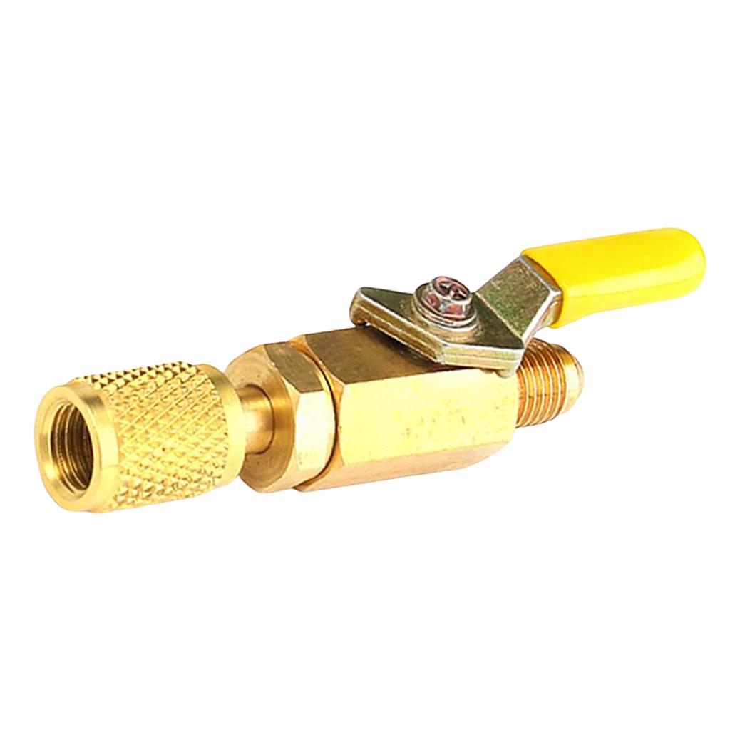 1x R410A R134A Air-Conditioning Inflatable Hose Straight Ball Valve Yellow