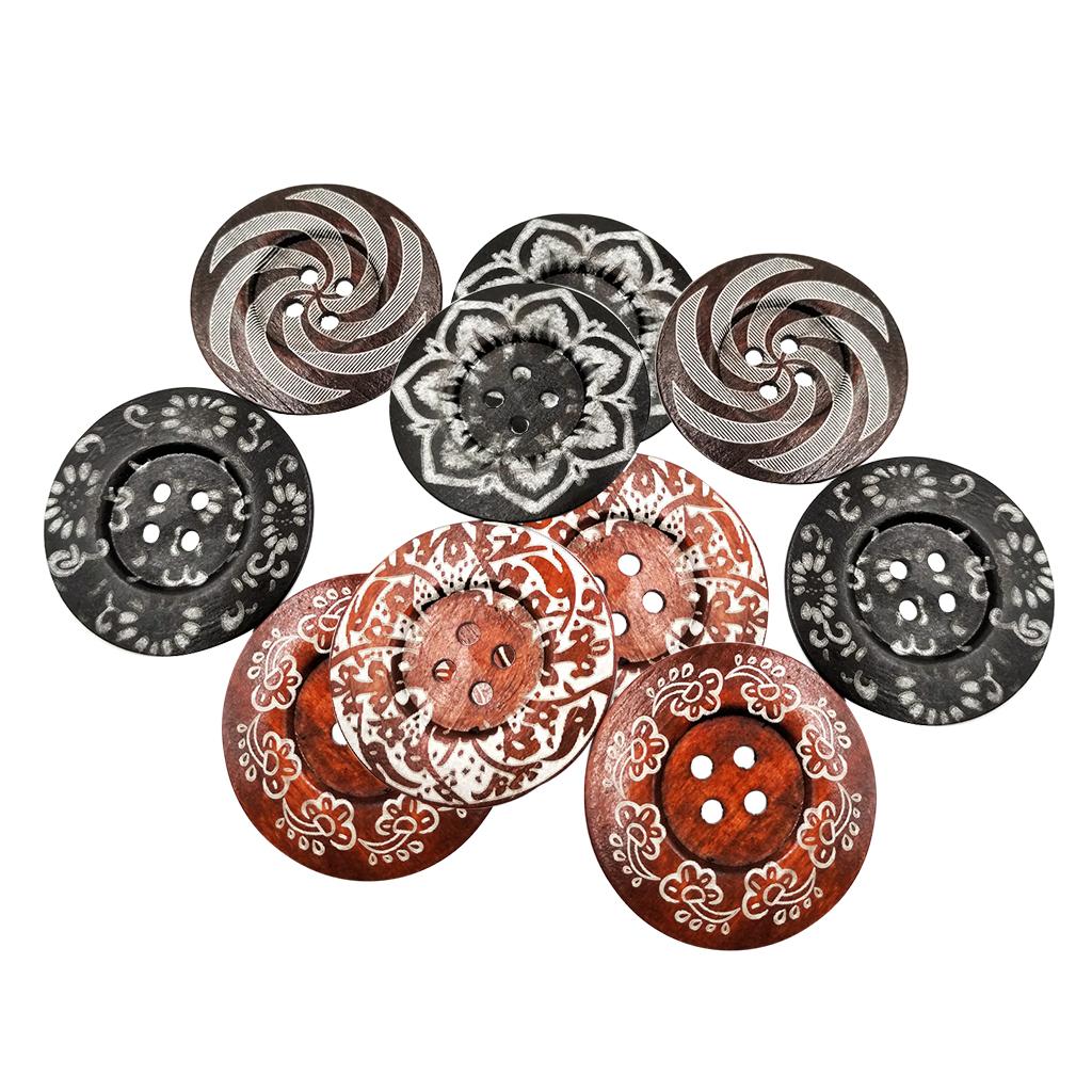 10cs Mixed Wooden 4 Holes Painted Sewing Buttons Craft DIY Scrapbooking 1#