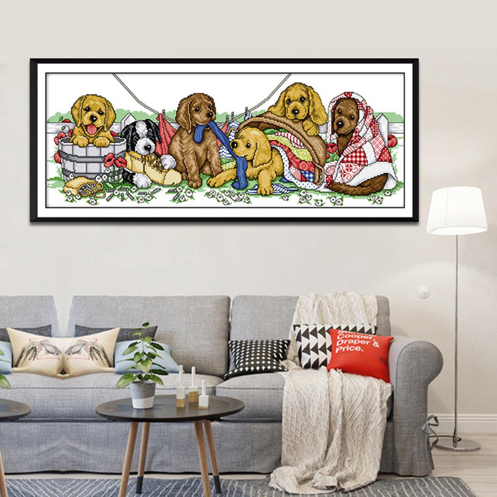 Lovely Dogs Stamped Cross Stitch Kit Embroidery Package for Beginners