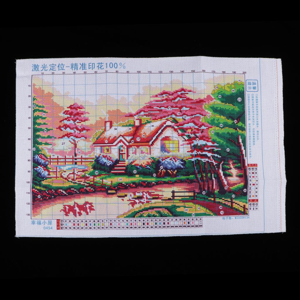 Stamped Cross Stitch Kits Embroidery Material Package - Happy House, 11CT