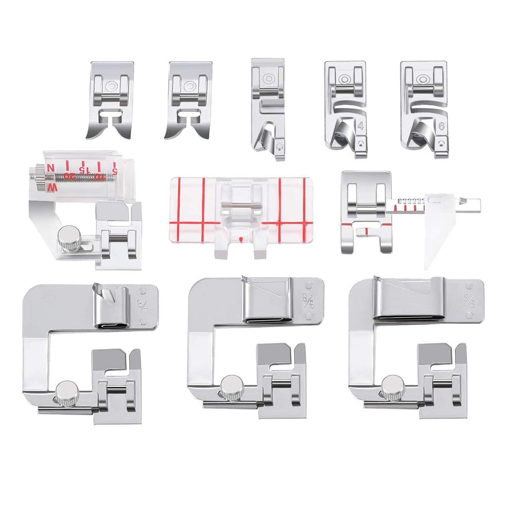 11Pcs/Set Sewing Machine Foot Presser Kits Includes Rolled Hem Presser Feet