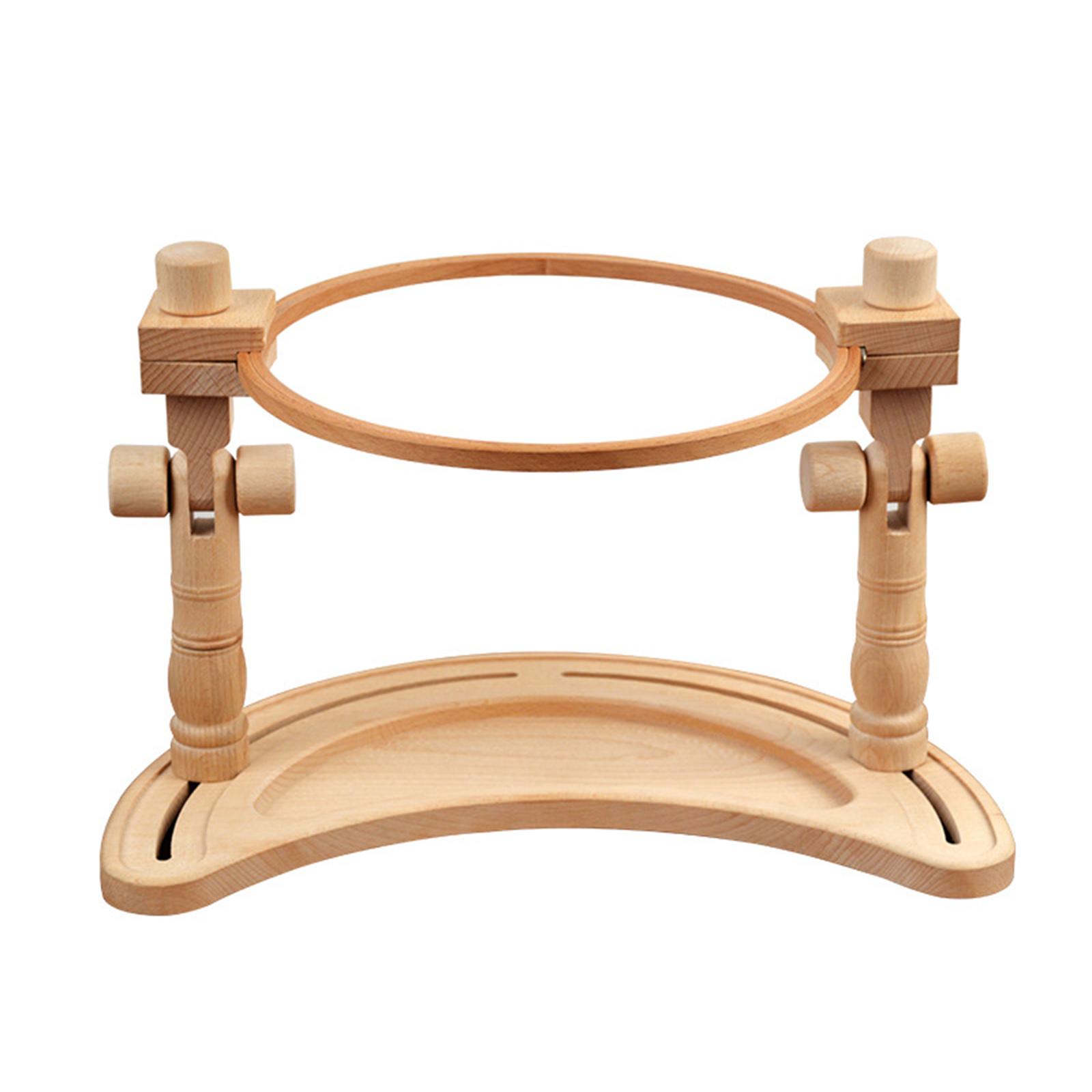 Rotating Wood Cross Stitch Work Table Rack Tabletop Embroidery Swivel Holder