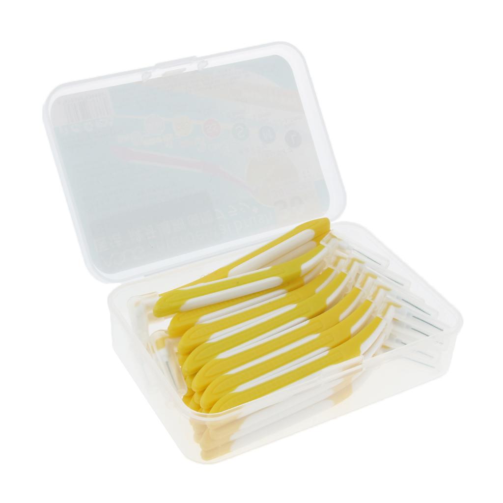 30 Pieces Interdental Brush Toothpick Floss Teeth Cleaner Oral Care Yellow