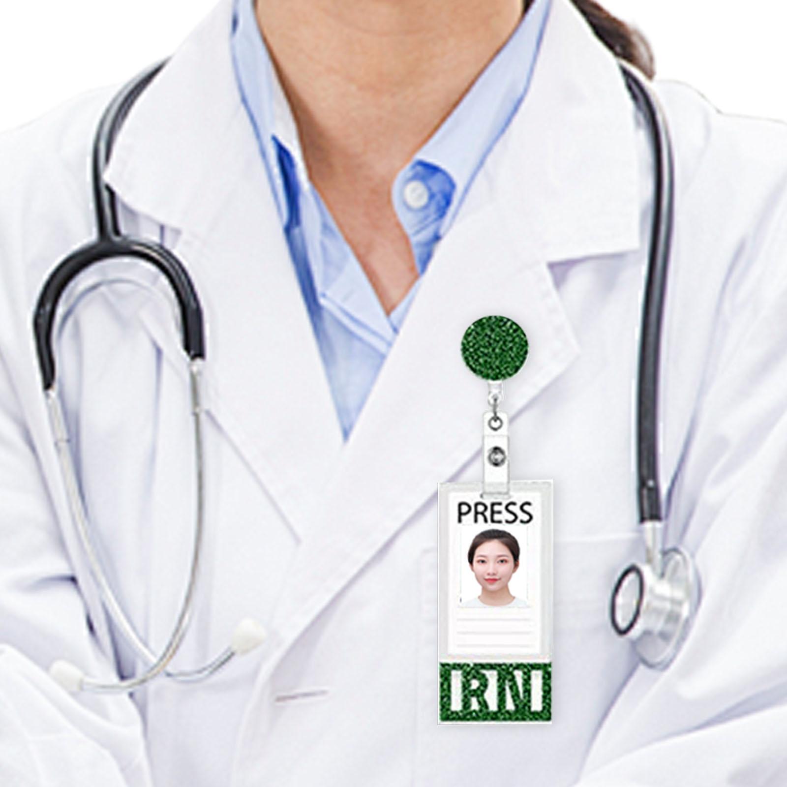 Photocard Holder Badge Holder Reel Retractable Keychain for Home Backpacking green