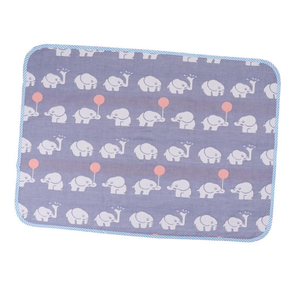 Baby Six-Layer Gauze Padding Mattress Changing Diaper Pad  Blue elephant  50x70cm