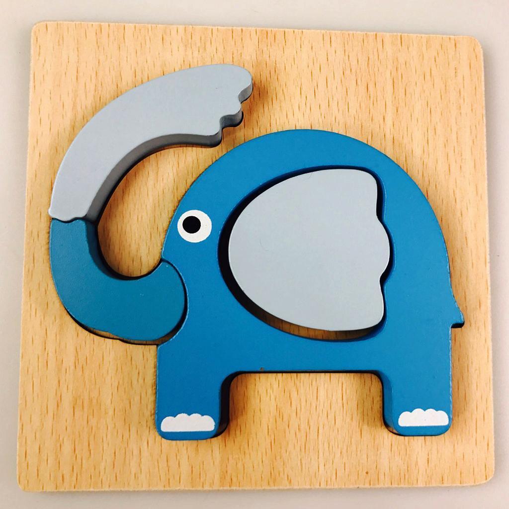 3D Animal Puzzle Children Wooden Jigsaw Puzzle Toy  Elephant