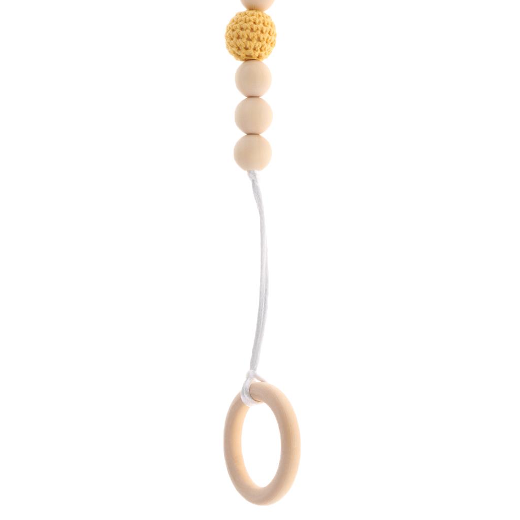 Wooden Bead Dummy Holder Pacifier Clip Soother Chains Teether Teething Toy D