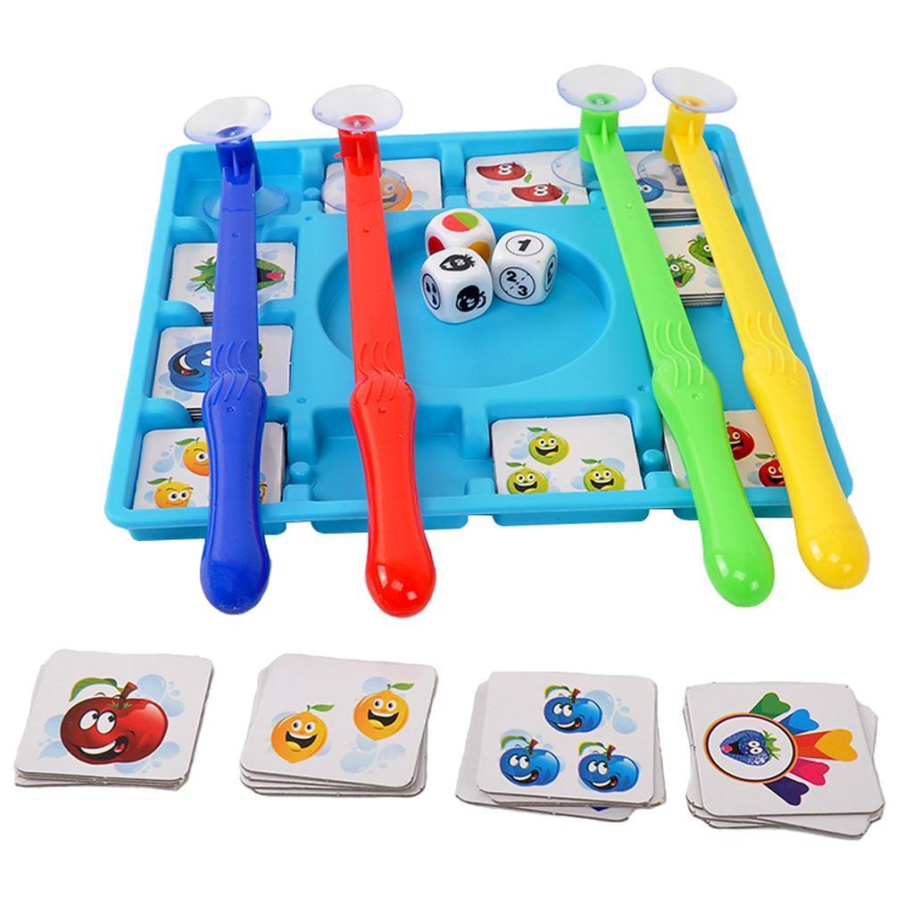 Intellectual Throw Dice and Pick Up Fruits Cards Board Sucker Toy Education