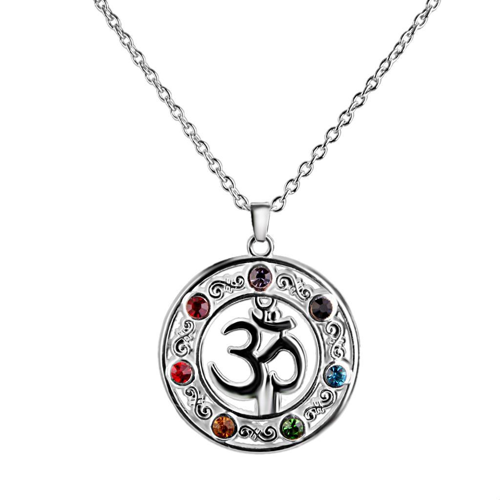 Fashion Round Crystal Gymnastics Sanskrit design Pendant Necklace Chain