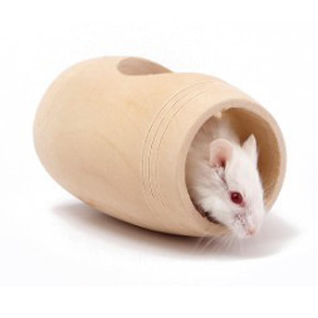 1pcs Natural Wooden Barrel Shaped Hamster House Molar Supplies for Hamster