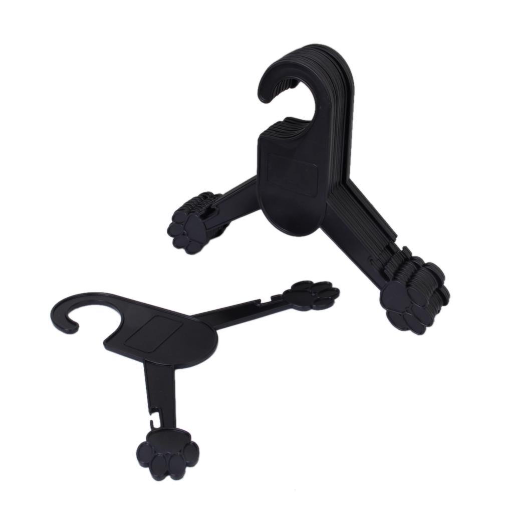 10Pcs Black Plastic Pet Dog Clothing Hangers Size M 