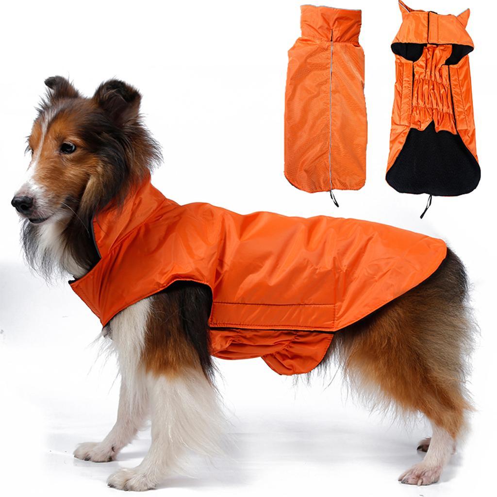 Waterproof Pet Dog Waistcoat Jacket Fleece Lined Raincoat Clothes XS Orange