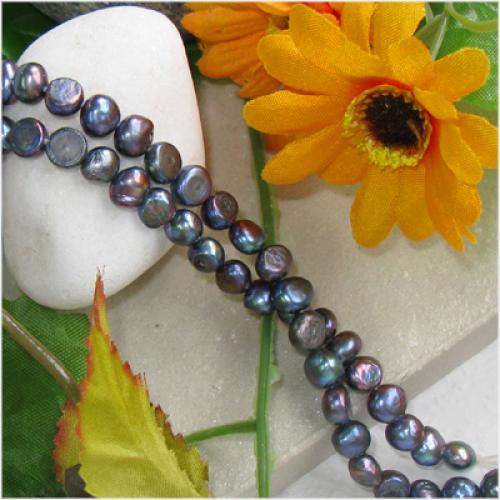 5 x 6mm Peacock Black Nugget Freshwater Pearl Loose Beads 15 Inch