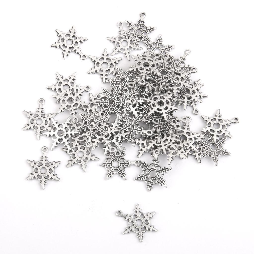 50pcs Tibetan Silver Mixed Snowflake Pendant Charms Beads